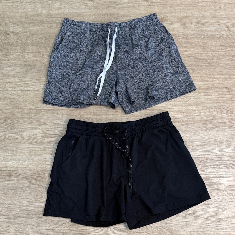 Women's Active Drawstring Shorts - Gray & Black